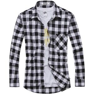 OCHENTA Men's & Boys' Long Sleeve Button Down Plaid Flannel Shirt Size 3XL